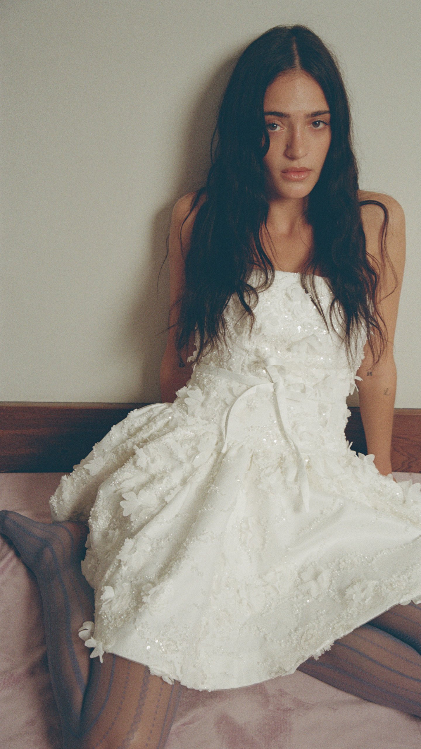 White dress look from Maje White Edit collection